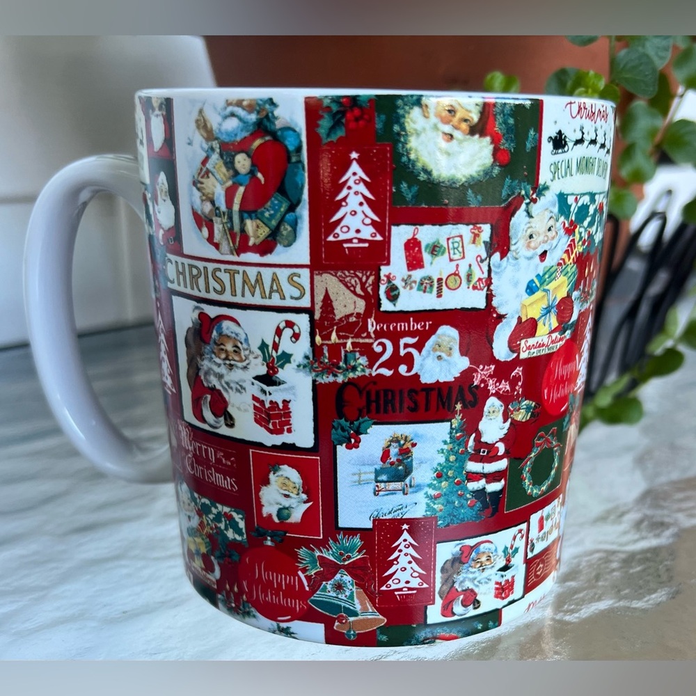 FAO Schwarz Christmas Holiday Coffee Mug Cup Santa Themed Collectible Jumbo